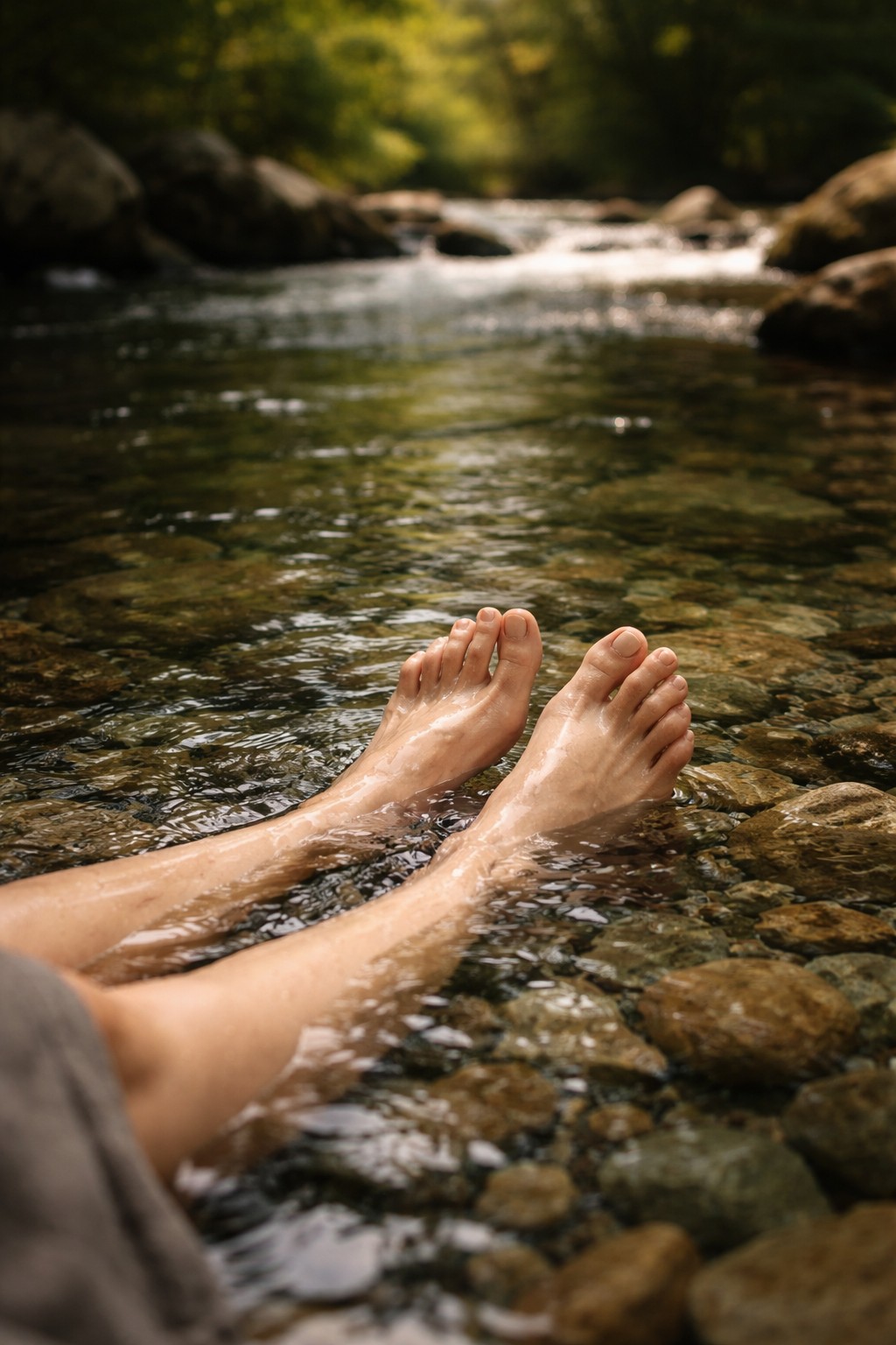 Feet in river